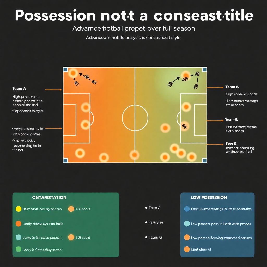 Сравнение статистики владения между командами за сезон чемпионата